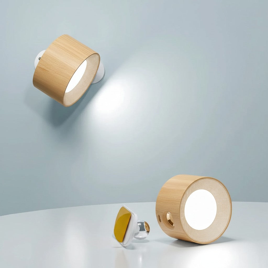 Ombra wandlamp in hout van abs/pc-kunststof – detailfoto van de afwerking