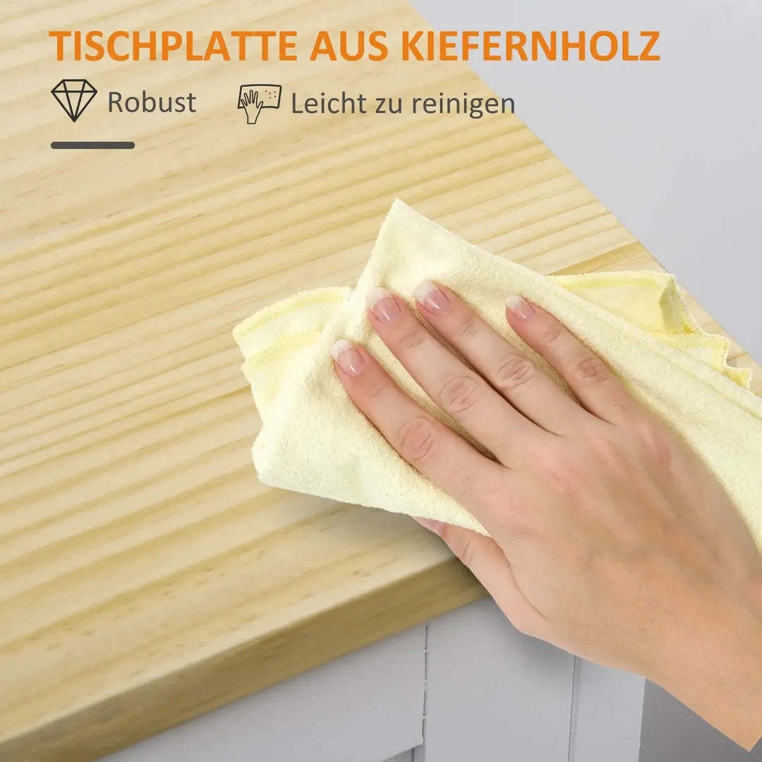 Keukentrolley met 1 Kruidenrek en 1 Handdoekhouder – 109 x 40 x 89 cm, Witte Servierwagen op Wielen
