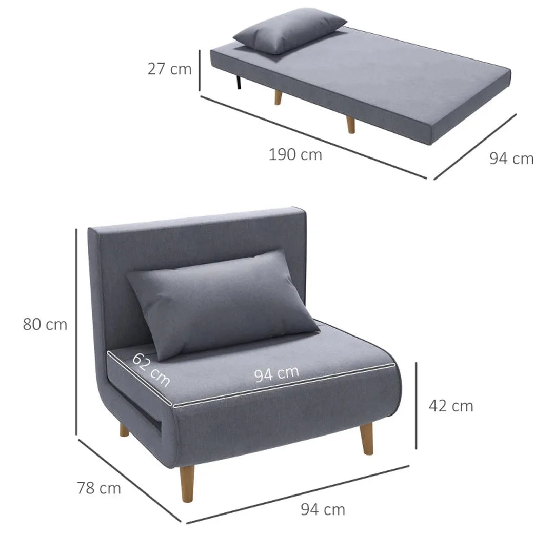 Sofa bed – inklapbaar – verstelbare rugleuning – Nordic design – linnen stof – 94 x 78 x 80 cm