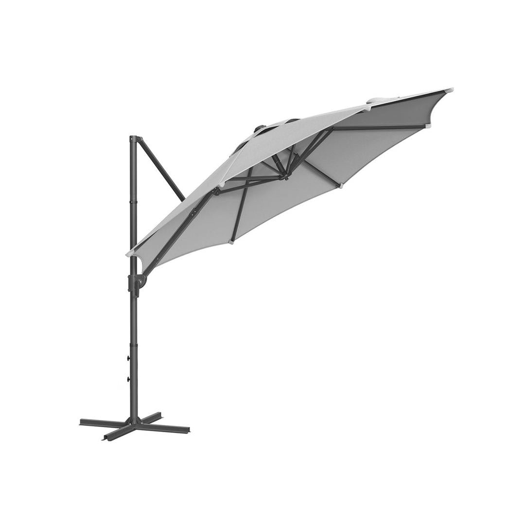 Zweefparasol Ø300 cm met slinger – kantelbaar – UPF 50+ UV-bescherming – stalen frame met kruisvoet