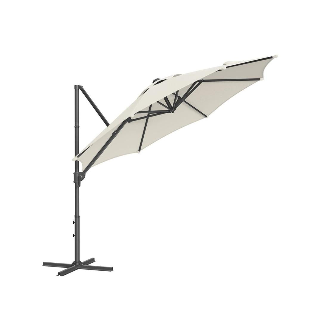 Zweefparasol Ø300 cm met slinger – kantelbaar – UPF 50+ UV-bescherming – stalen frame met kruisvoet