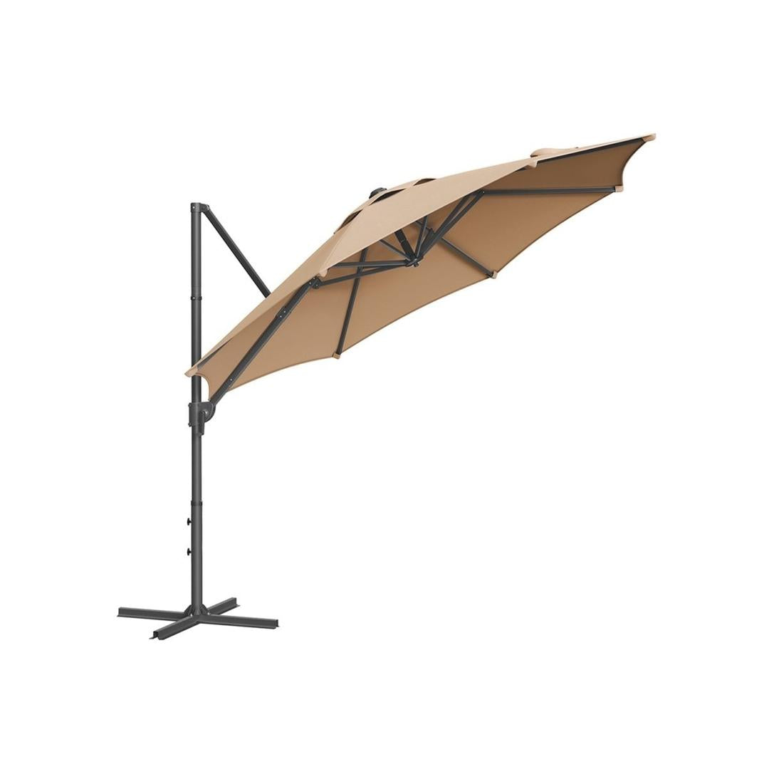Zweefparasol Ø300 cm met slinger – kantelbaar – UPF 50+ UV-bescherming – stalen frame met kruisvoet