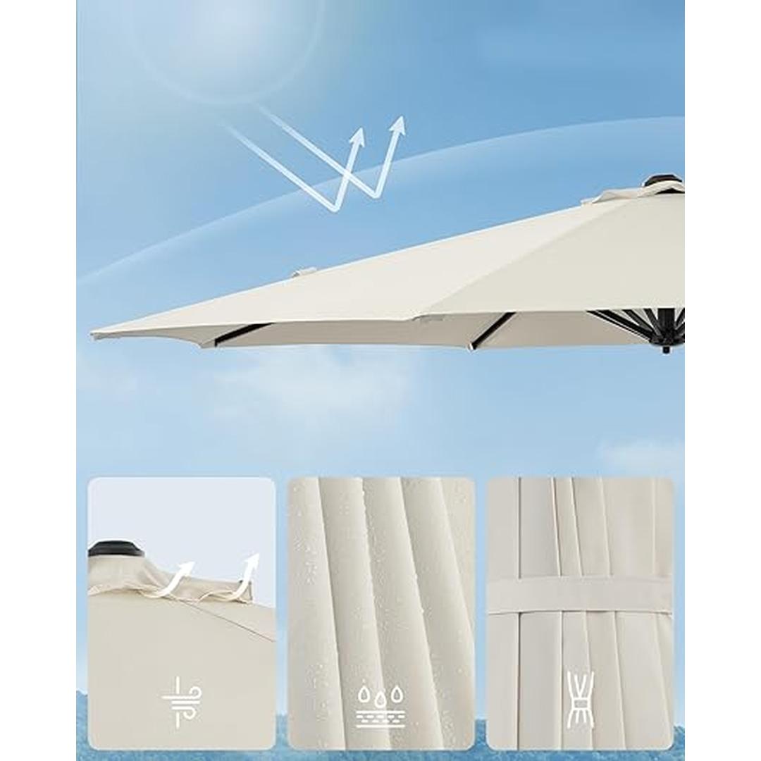 Zweefparasol Ø300 cm met slinger – kantelbaar – UPF 50+ UV-bescherming – stalen frame met kruisvoet