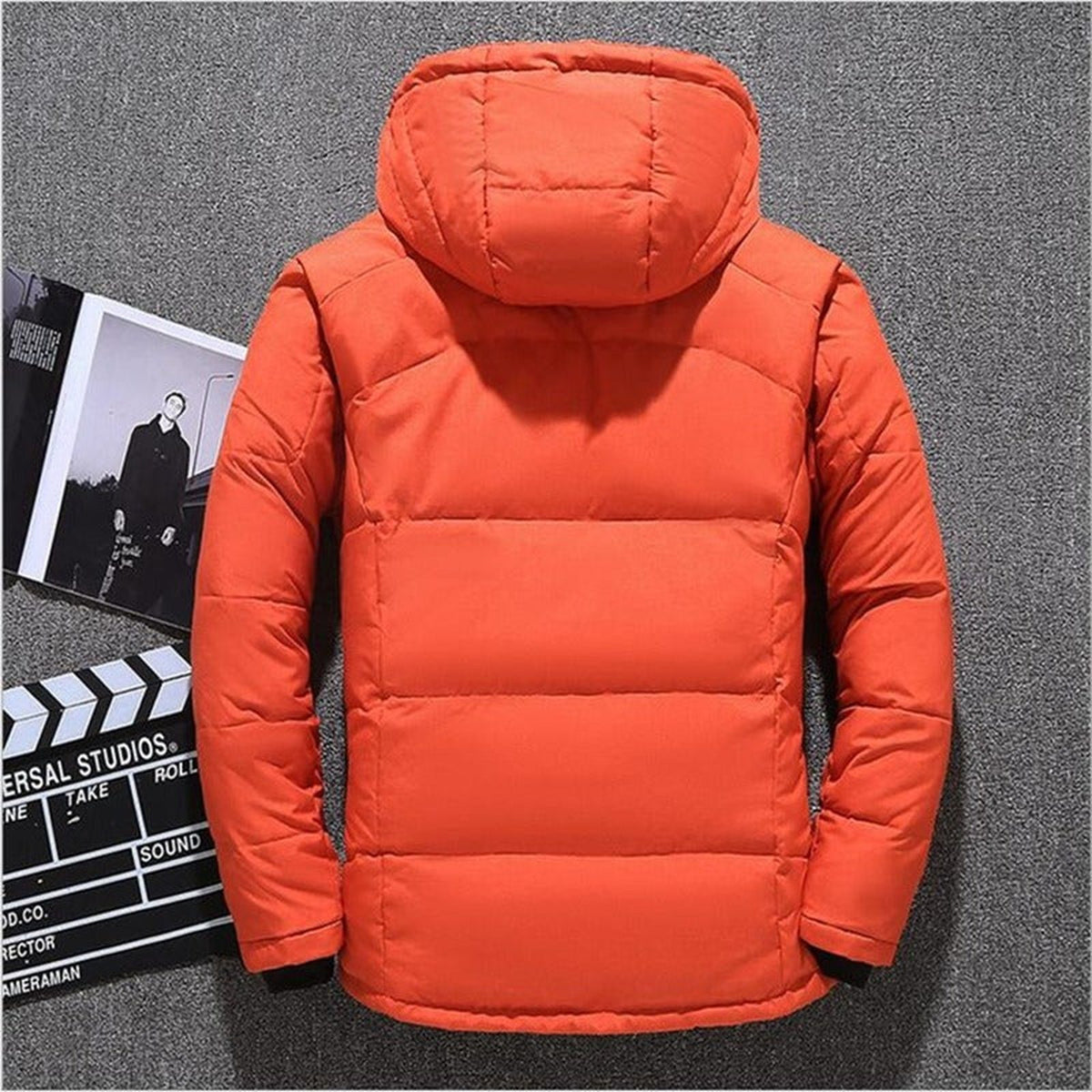 parka in blauw – detailfoto van de afwerking