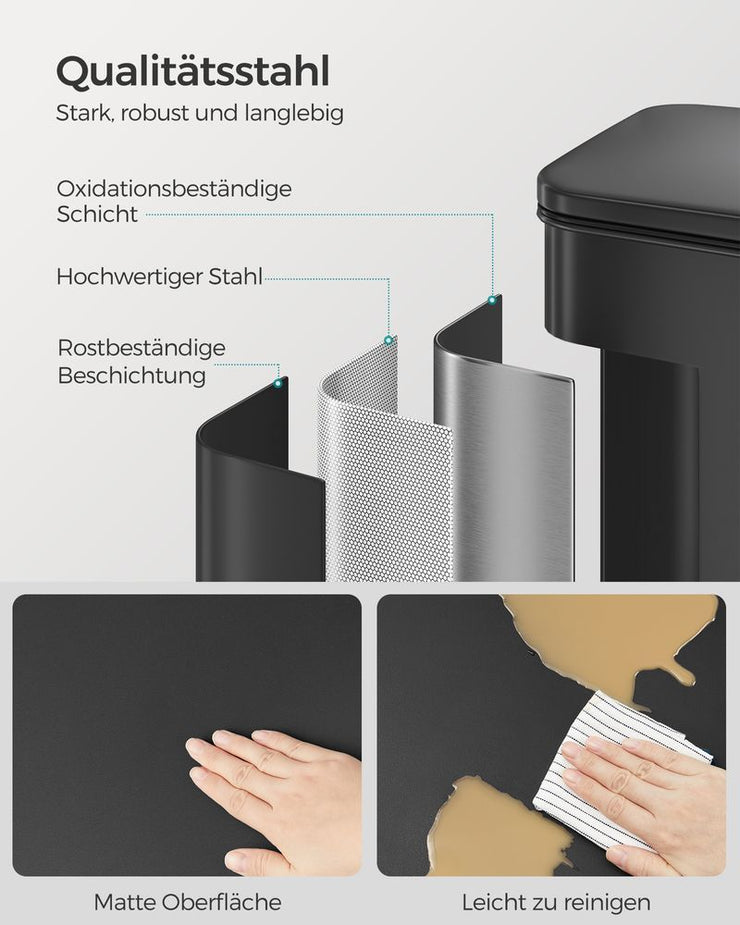 Pedaalemmer 40 liter met zachte sluiting – staal – 34,8 x 32,1 x 55,7 cm – inclusief vuilniszakken