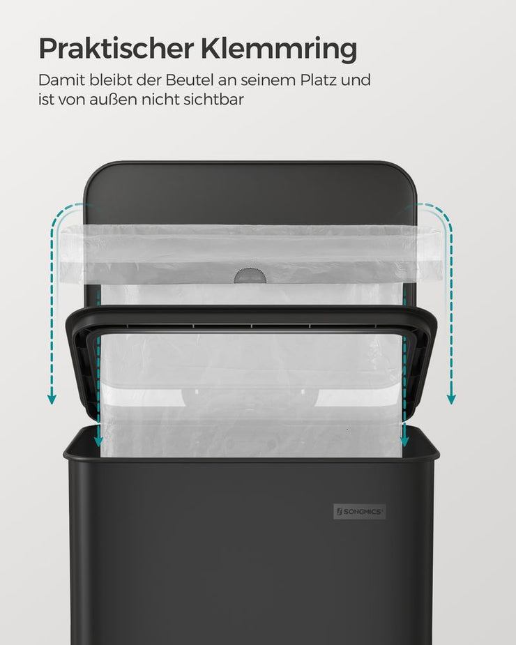 Pedaalemmer 40 liter met zachte sluiting – staal – 34,8 x 32,1 x 55,7 cm – inclusief vuilniszakken