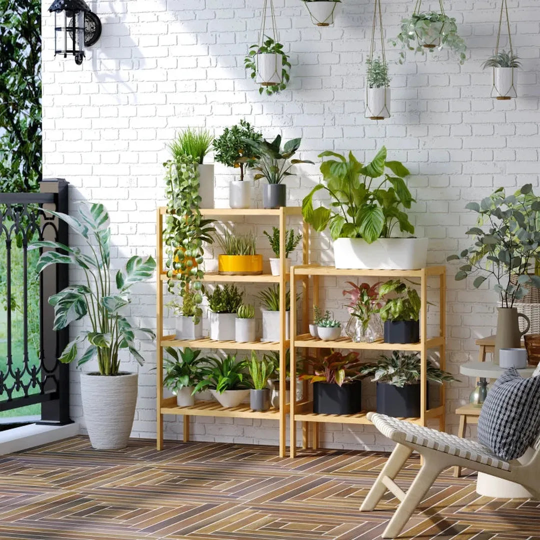 Vrijstaande boekenkast met 4 planken – bamboe – opbergrek voor kantoor, keuken en woonkamer – natuurlijk – 62 x 33 x 112 cm