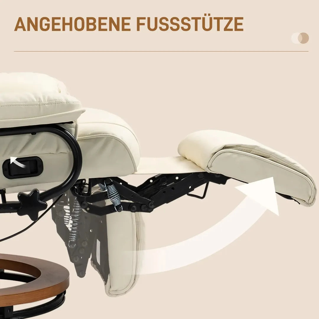 Relaxfauteuil met Ligfunctie – Draaibaar – Kunstleer Zwart – Stalen Frame – Max. 150 kg