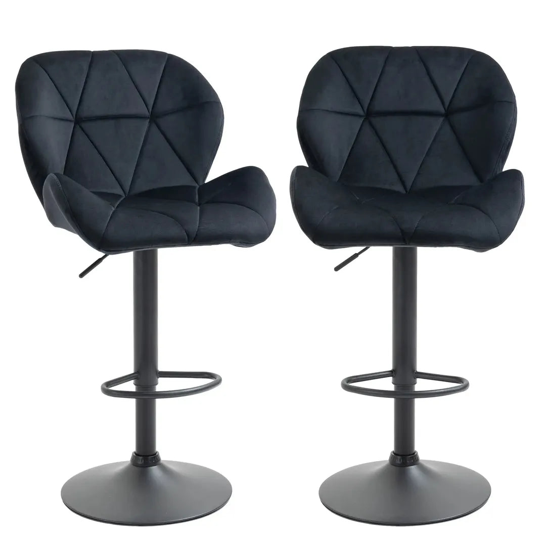 Barkrukken Set van 2 – In Hoogte Verstelbaar en Draaibaar met Voetsteun – Lederlook en Metalen Frame – Grijs – 44 x 49 x 90-110 cm
