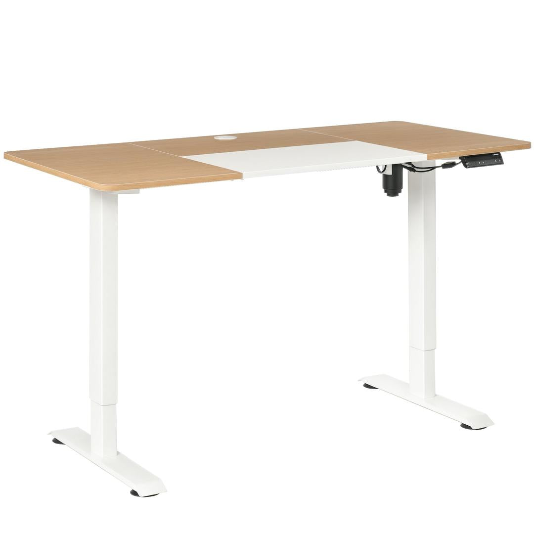In hoogte verstelbaar sta-bureau – elektrisch computertafel met geheugenfunctie, 140 × 70 × 72–116 cm, wit