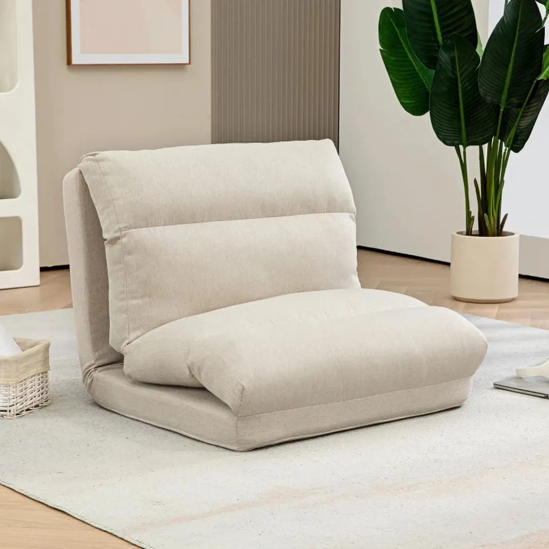 Slaapstoel met vouwbaar ligbed – Met verstelbare rugleuning – Beige – 70x72x56 cm – Draagvermogen 120 kg