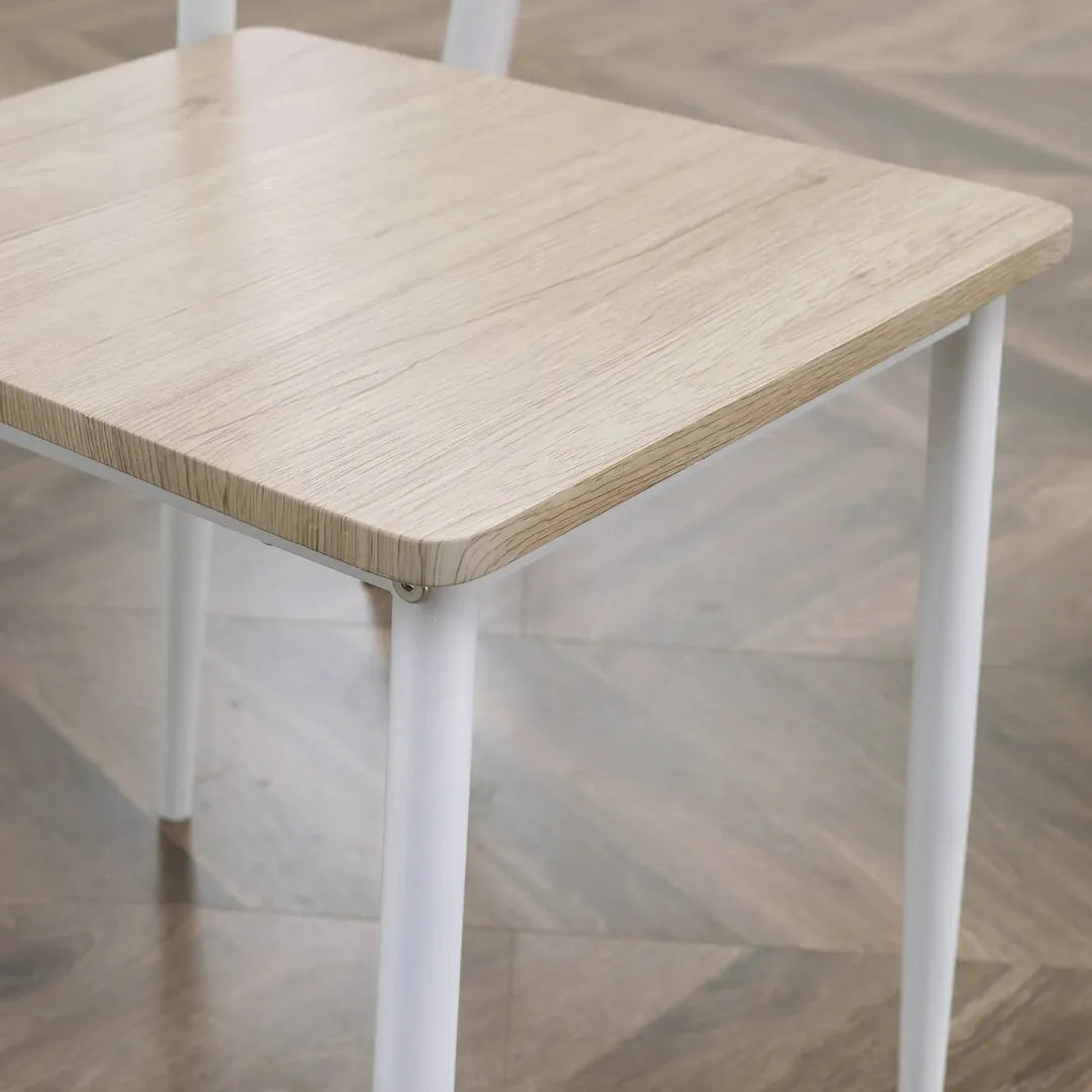 Eettafelset voor 2 Personen – 1 Tafel, 2 Stoelen van Grenenhout – Wit en Grijs