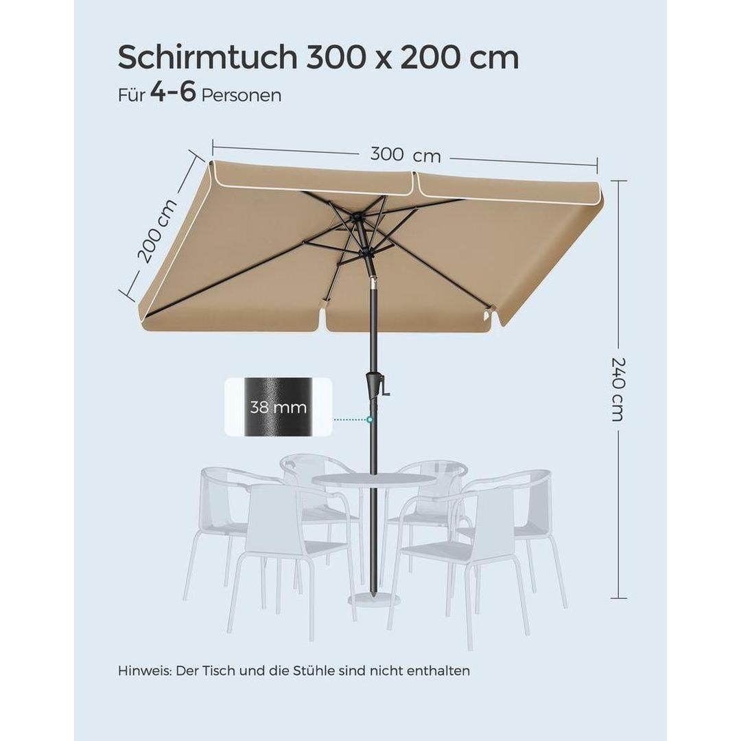 Rechthoekige parasol – kantelbaar – UV-bescherming – geschikt voor balkon