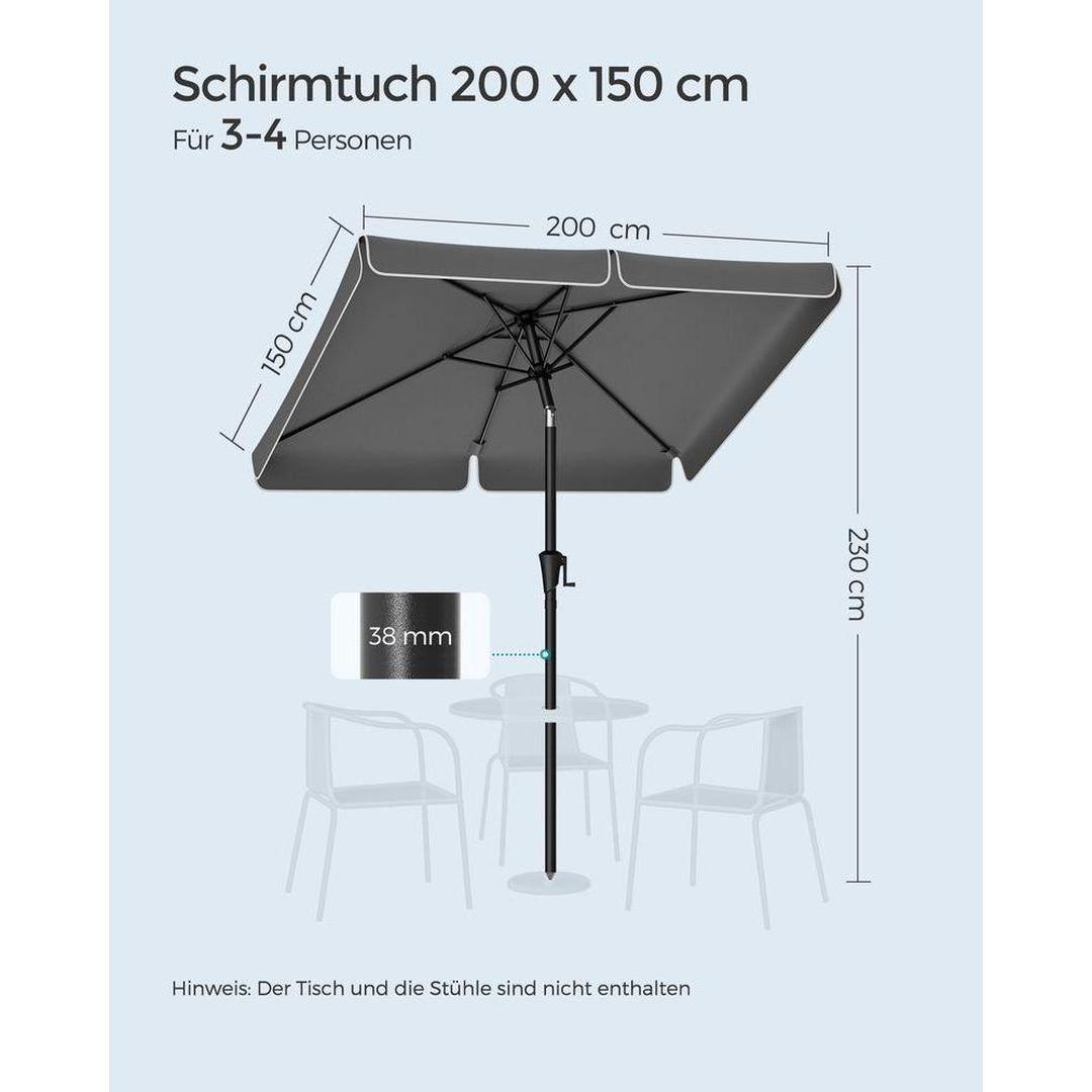 Rechthoekige parasol – kantelbaar – UV-bescherming – geschikt voor balkon