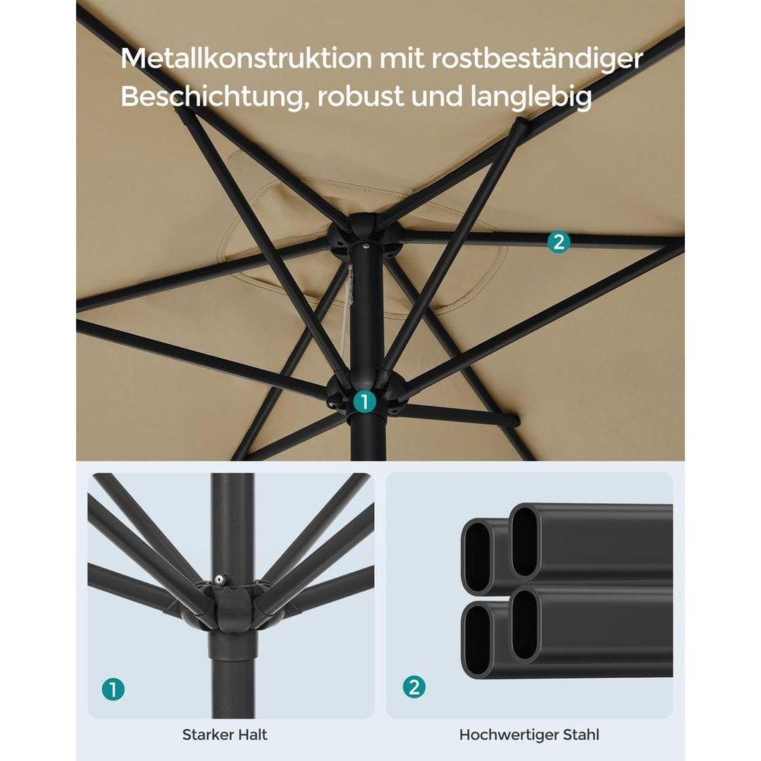 Rechthoekige parasol – kantelbaar – UV-bescherming – geschikt voor balkon