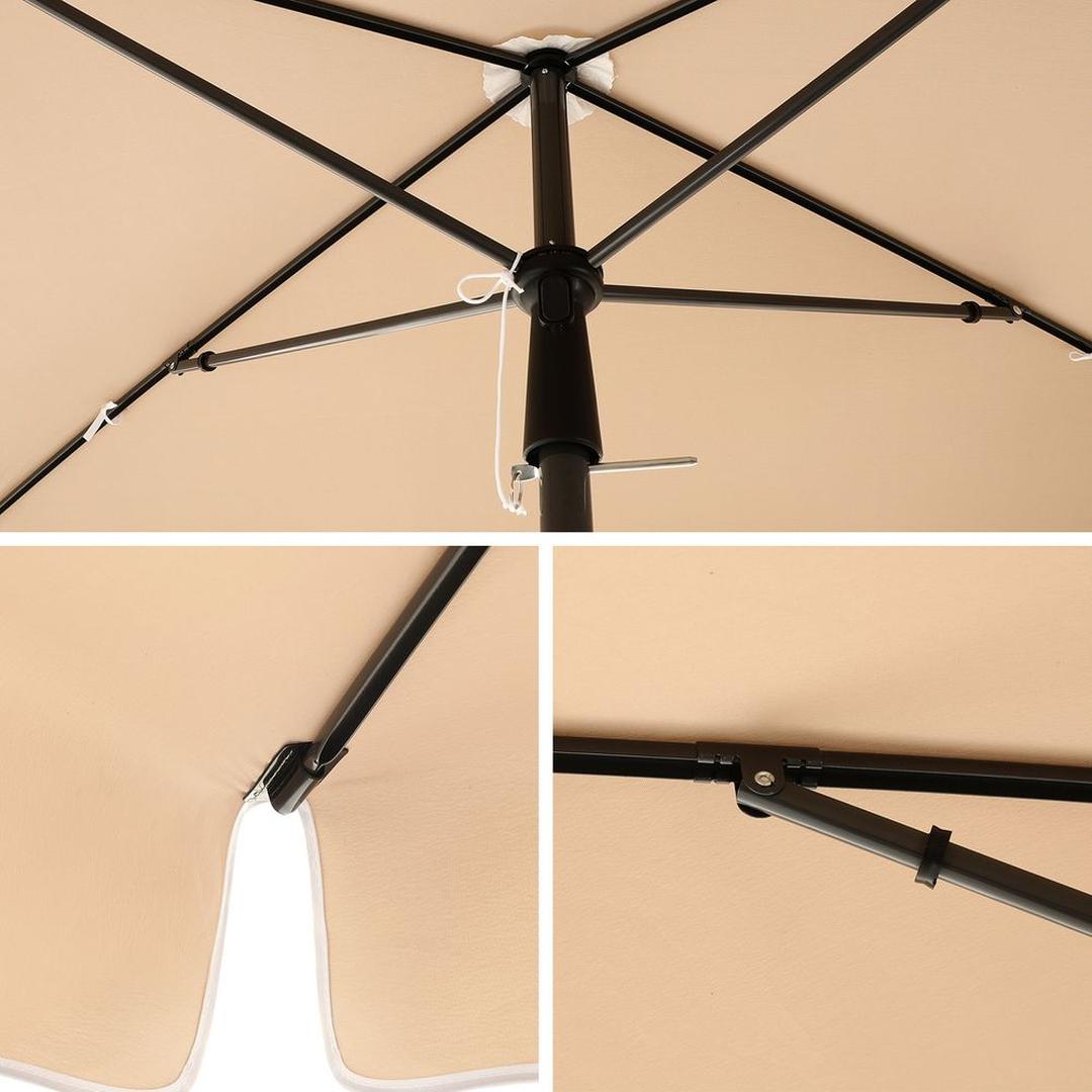Rechthoekige parasol – kantelbaar en in hoogte verstelbaar – UPF 50+ UV-bescherming – 200x125, 230x150 of 180x125 cm