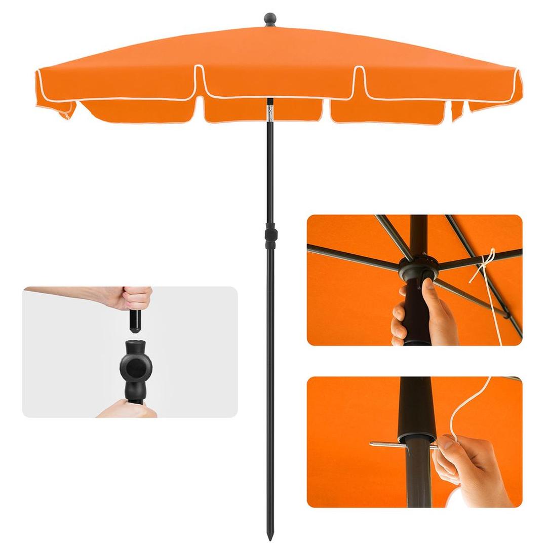 Rechthoekige parasol – kantelbaar en in hoogte verstelbaar – UPF 50+ UV-bescherming – 200x125, 230x150 of 180x125 cm