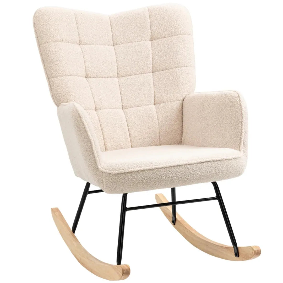 Schommelstoel van massief hout – fauteuil – 98 x 71 x 101 cm – natuurlijk hout