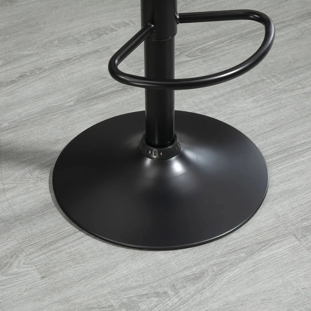 Barkrukken Set van 2 – In Hoogte Verstelbaar en Draaibaar met Voetsteun – Lederlook en Metalen Frame – Grijs – 44 x 49 x 90-110 cm