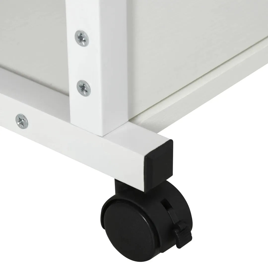 Bijzettafel met Rollen – Hoogteverstelbaar, 2 Opbergniveaus, Metaalframe, 80x40x72-82 cm, Bruin/Zwart