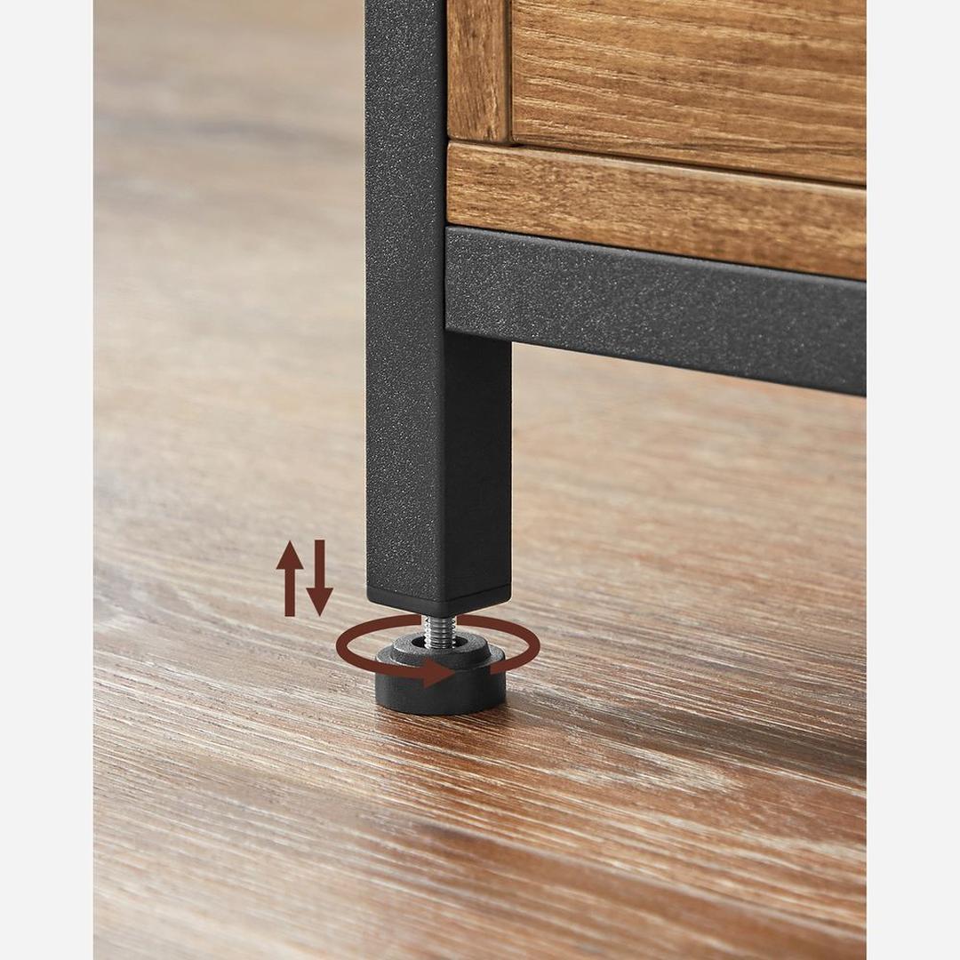 Salontafel met 2 lades – industriële stijl, verstelbare poten, spaanplaat en staal, 100 cm breed