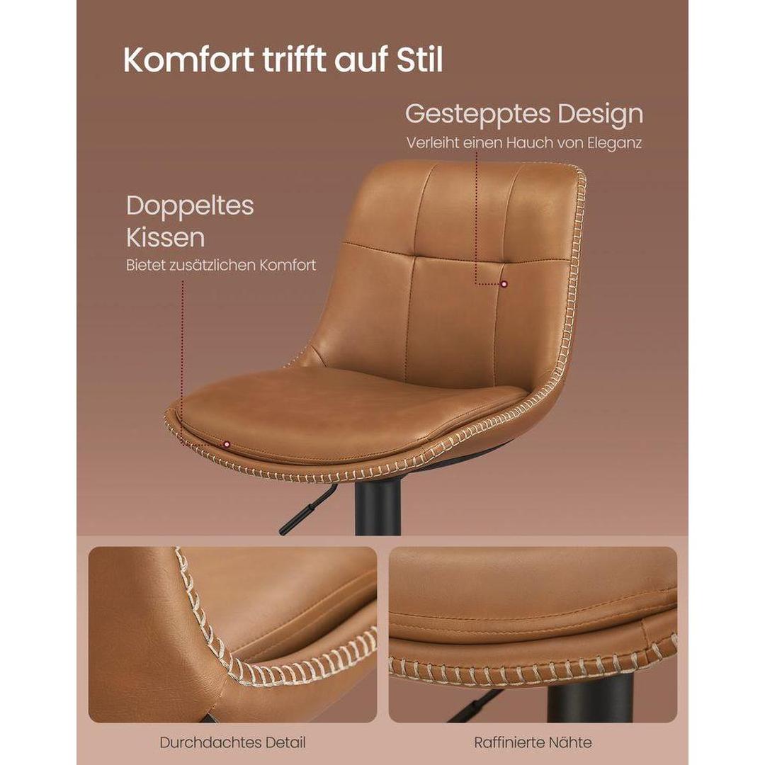 Set van 2 barkrukken – in hoogte verstelbaar en 360° draaibaar – kunstleer