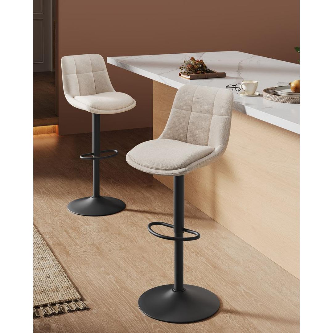 2-delige Set Verstelbare Barstoelen met Rugleuning en Voetsteun – Volledig 360° Draaibaar