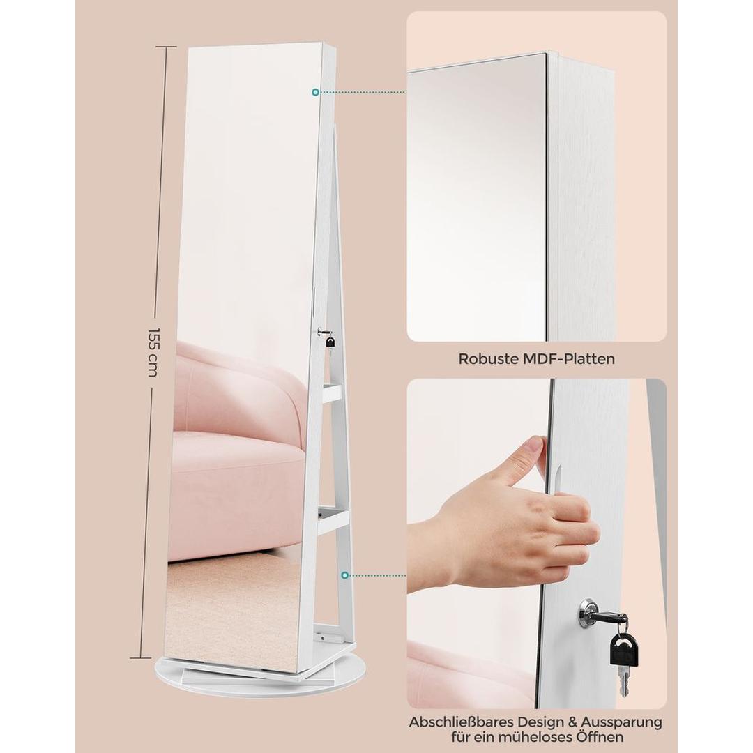 Draaibare Sieradenkast met Spiegel – 360° Roterend Model met Slot voor Veilige Opbergruimte