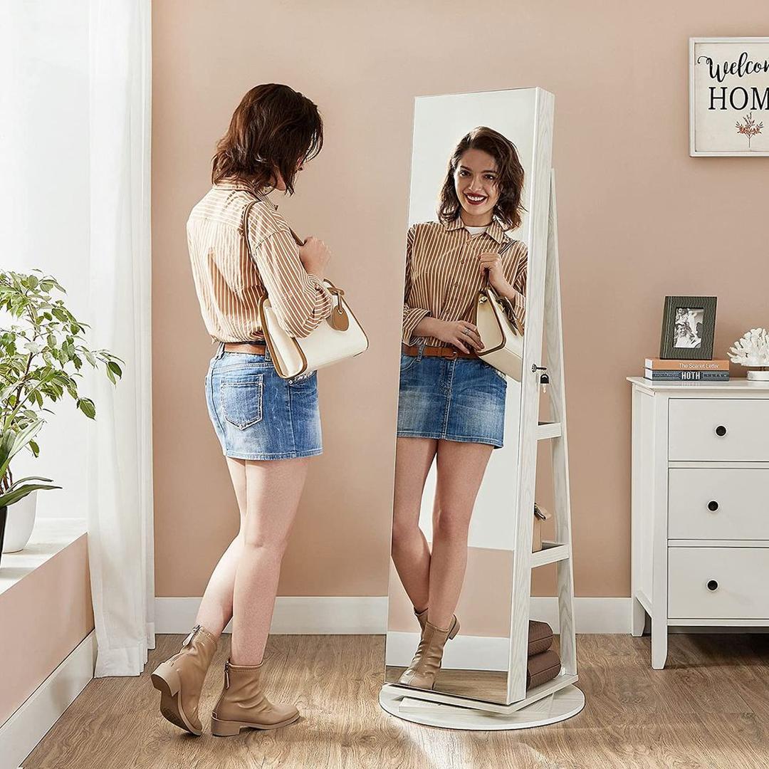 Draaibare Sieradenkast met Spiegel – 360° Roterend Model met Slot voor Veilige Opbergruimte