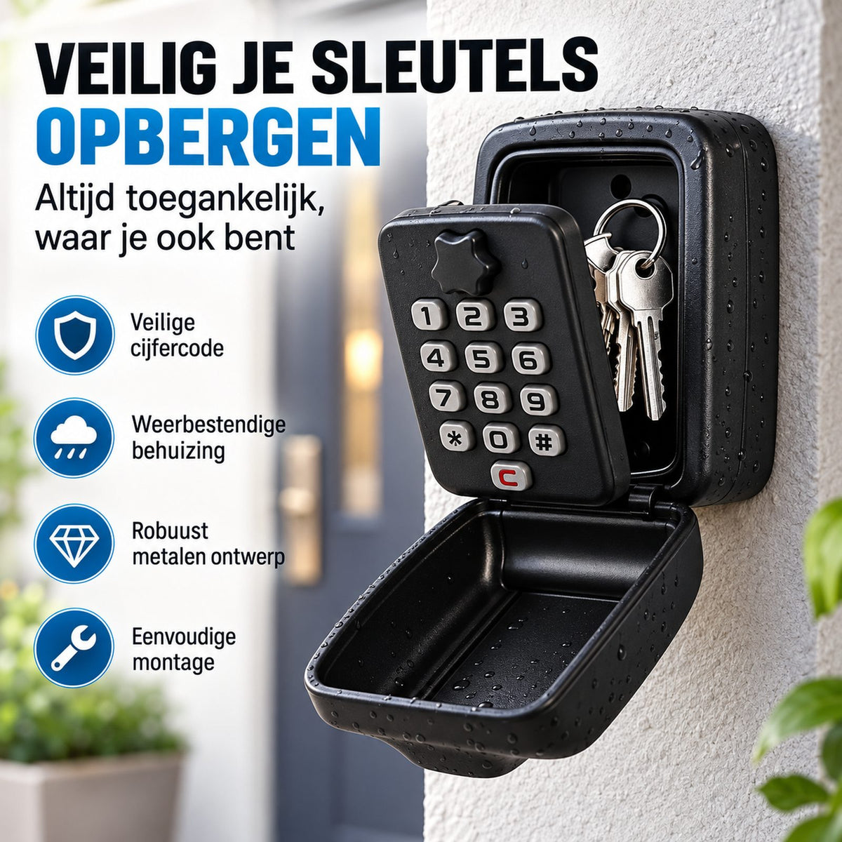 sleutelkastje van metaal – detailfoto van de afwerking