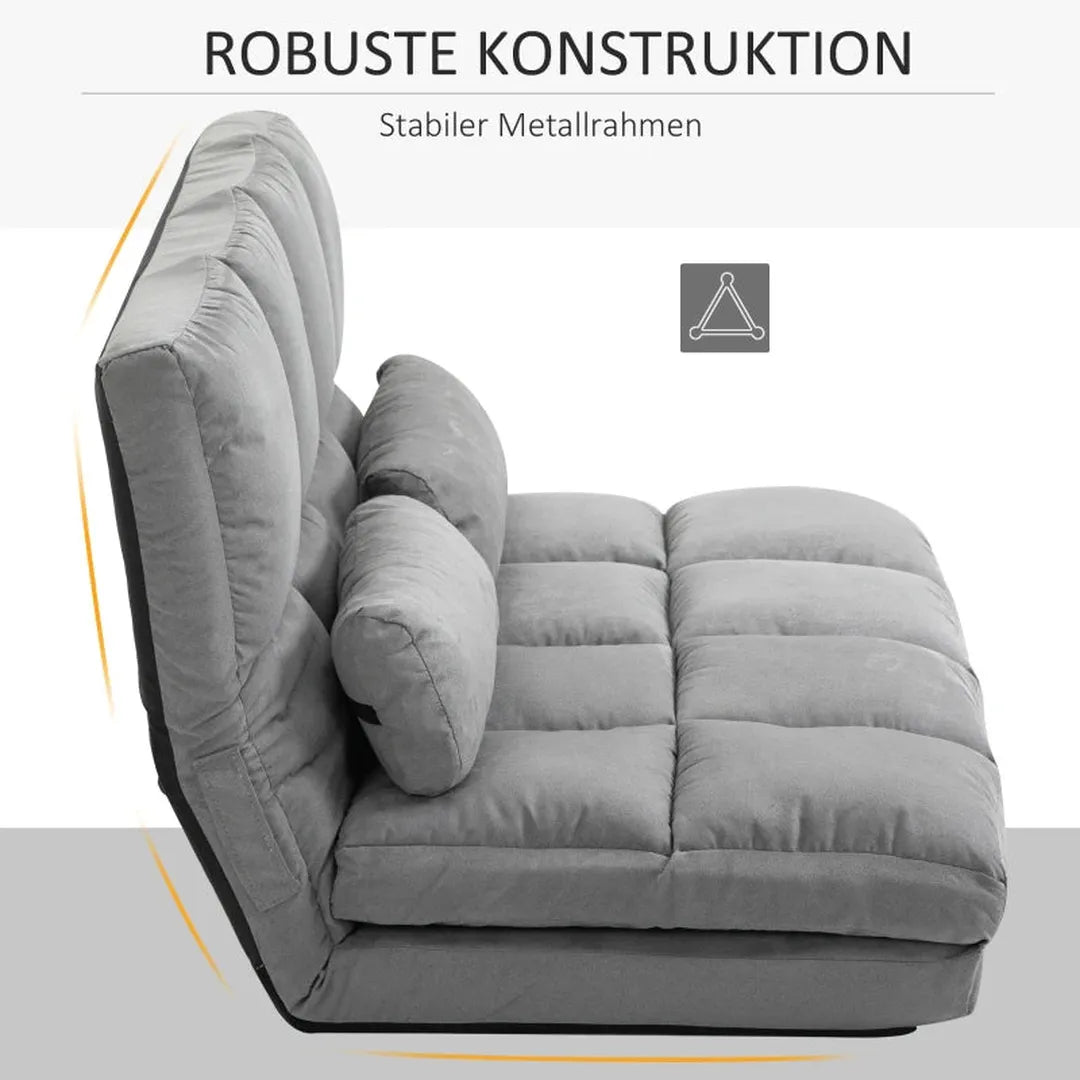 Slaapbank – Opvouwbaar Bodemsofa met Verstelbare Rugleuning – 102 x 73 x 60 cm – Blauw