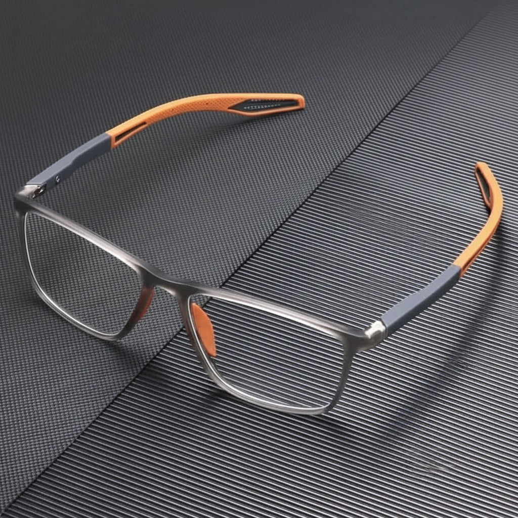 Toranlund product van lichtgewicht, duurzaam frame with standard reading lenses – close-up van het materiaal