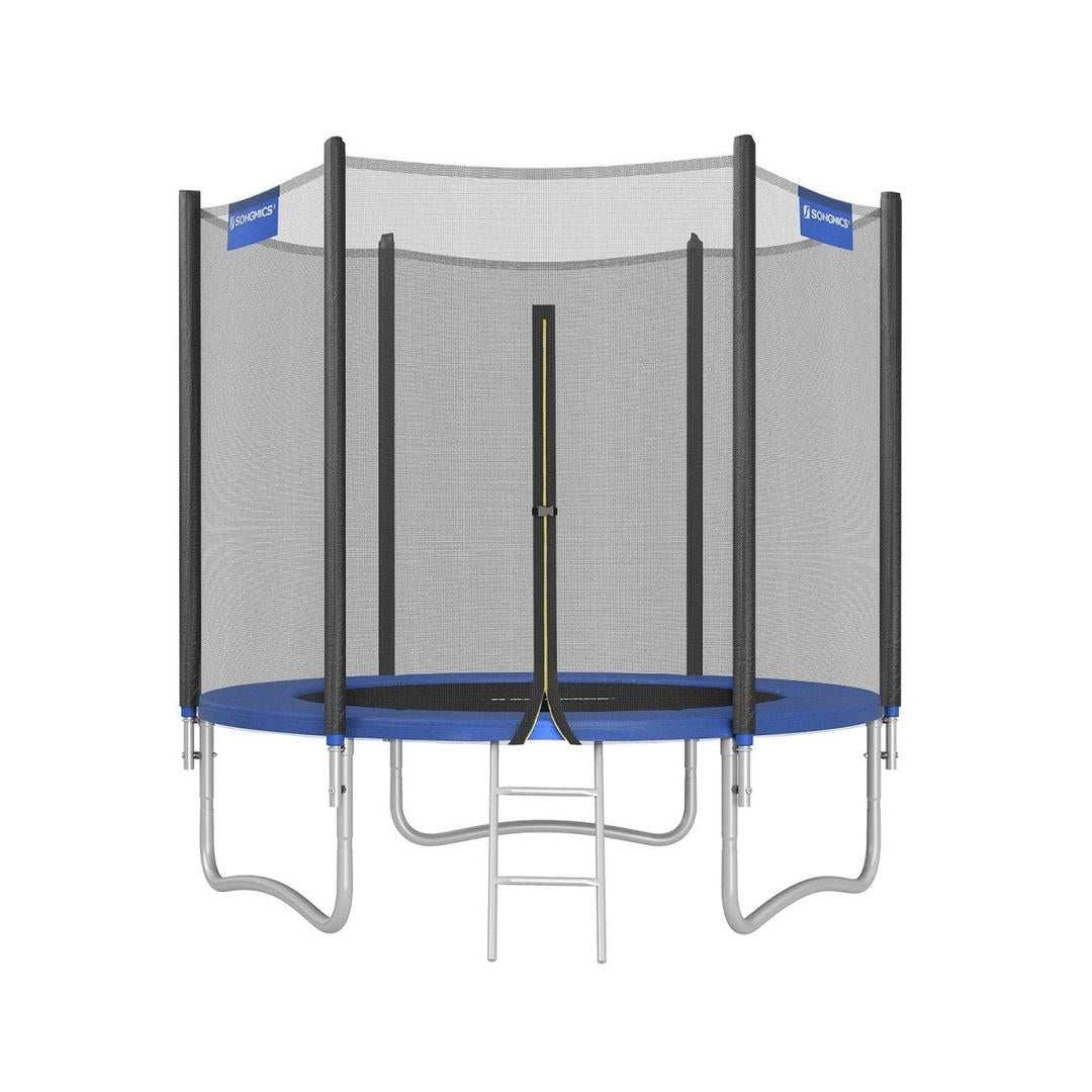 Trampoline met veiligheidsnet – gegalvaniseerd stalen frame, gevoerde rand, Ø 244–427 cm