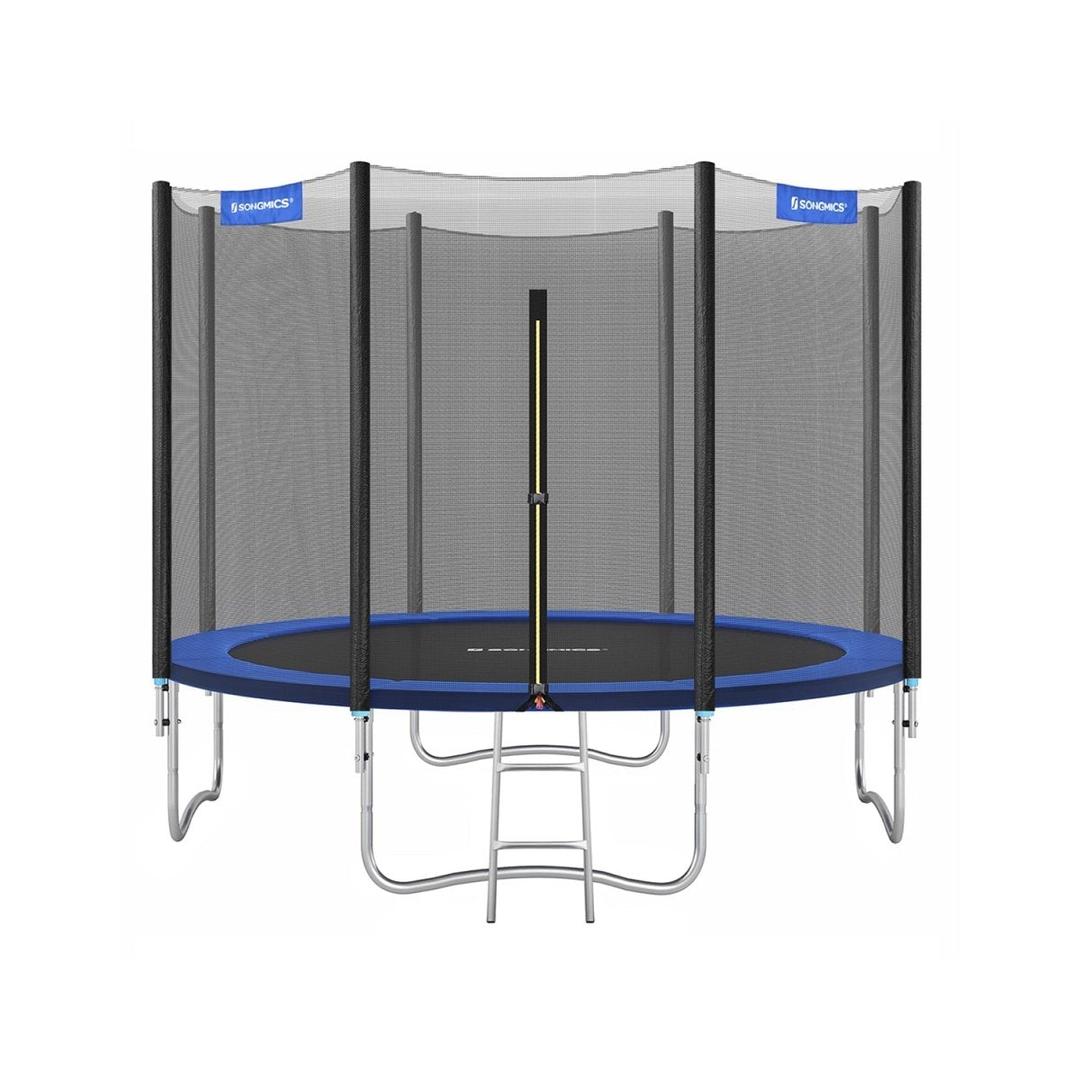 Trampoline met veiligheidsnet – gegalvaniseerd stalen frame, gevoerde rand, Ø 244–427 cm