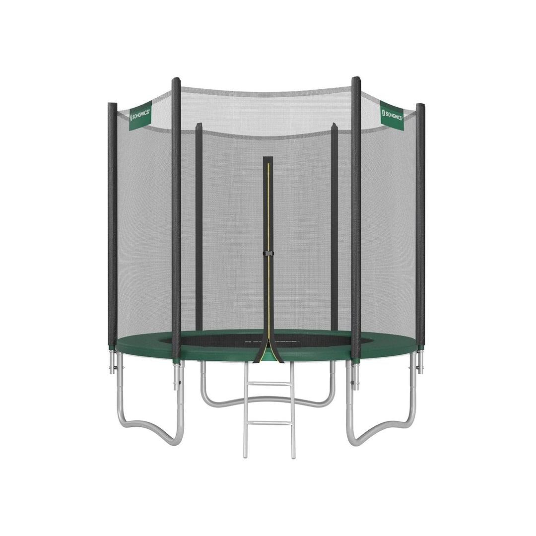 Trampoline met veiligheidsnet – gegalvaniseerd stalen frame, gevoerde rand, Ø 244–427 cm