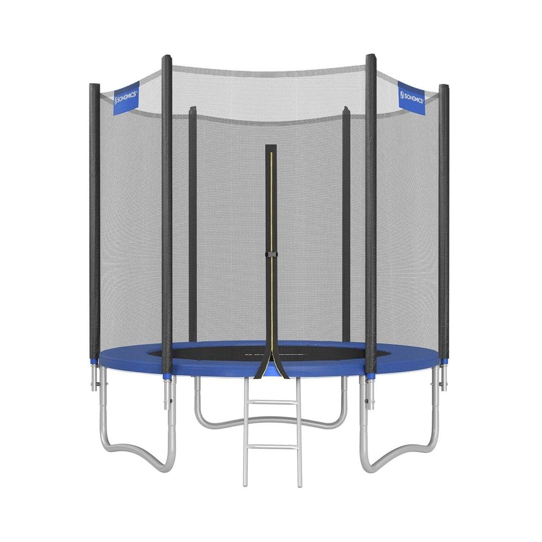 Trampoline met veiligheidsnet – gegalvaniseerd stalen frame, gevoerde rand, Ø 244–427 cm
