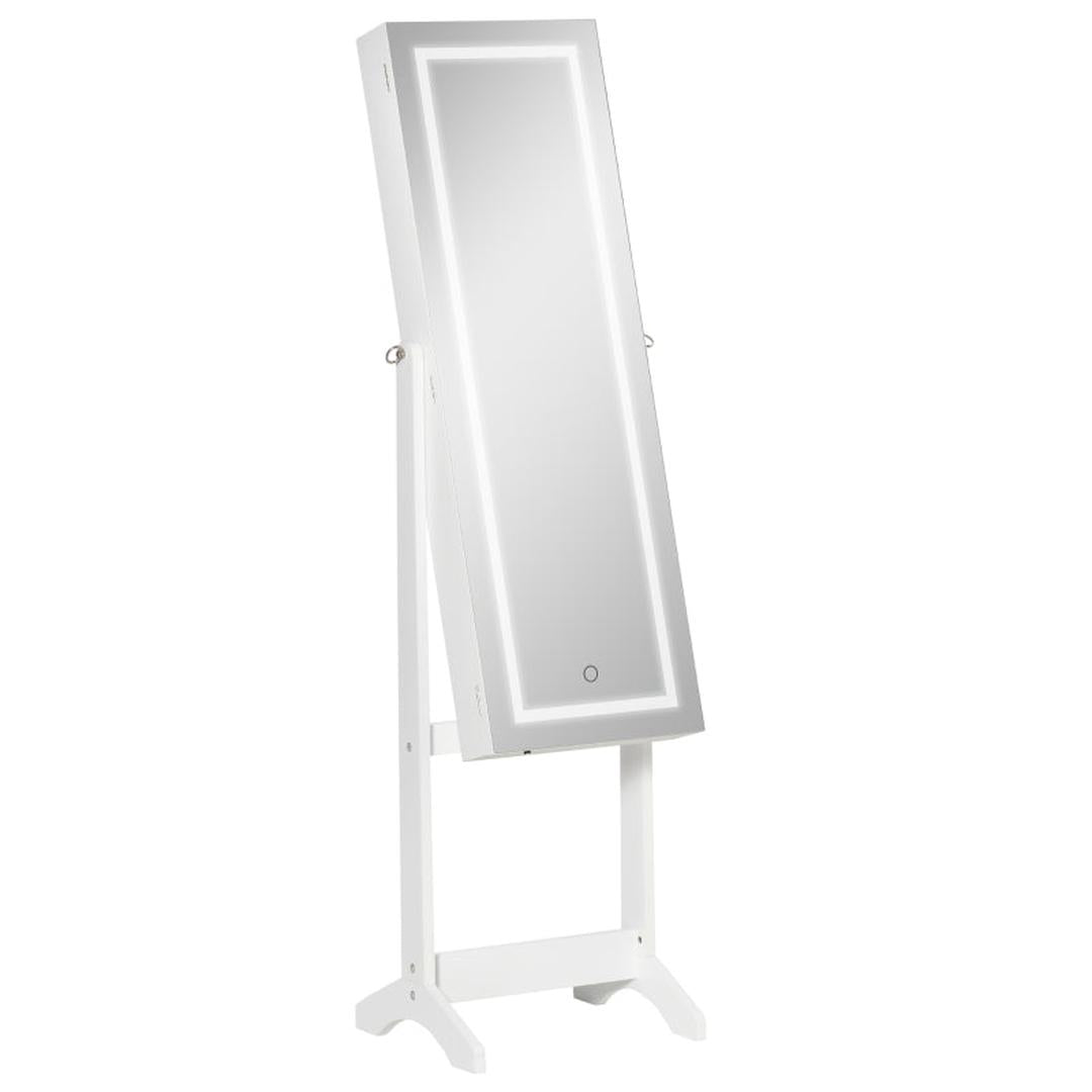 Sieradenkast met spiegel – wandmodel – 2-in-1 opbergkast en spiegel – MDF – wit – 36,6 x 8 x 120 cm