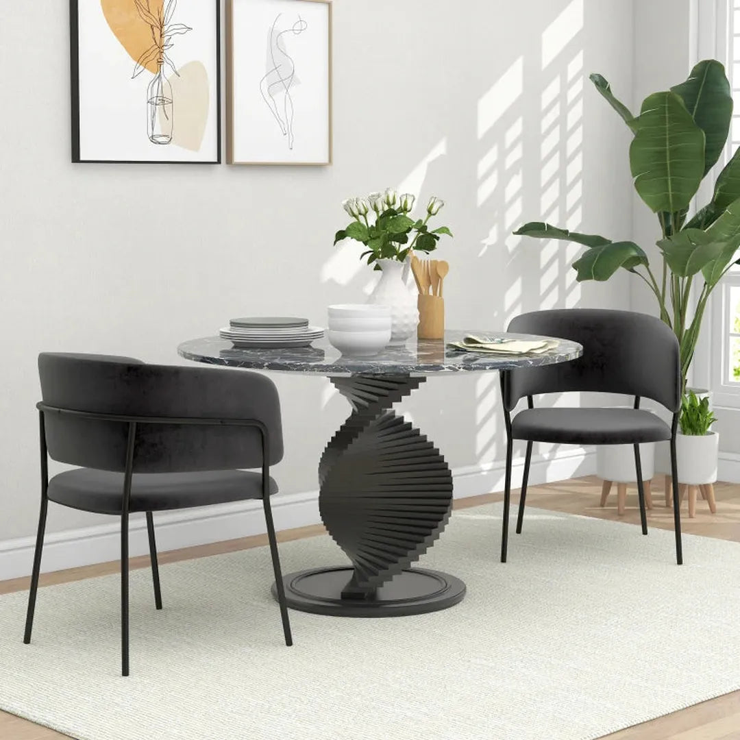 Set van 2 eetkamerstoelen – gestoffeerd met linnen hoes – met rugleuning en armleuningen – 59,5 x 56,5 x 81 cm