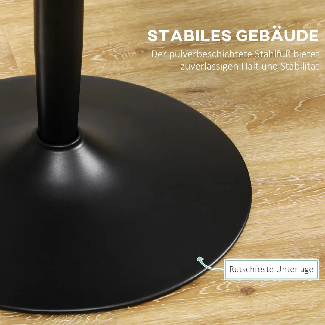Eettafel voor 2 Personen – Rond Tafelblad Ø80 cm van MDF en Staal, Antislip, Wit, 75 cm Hoog