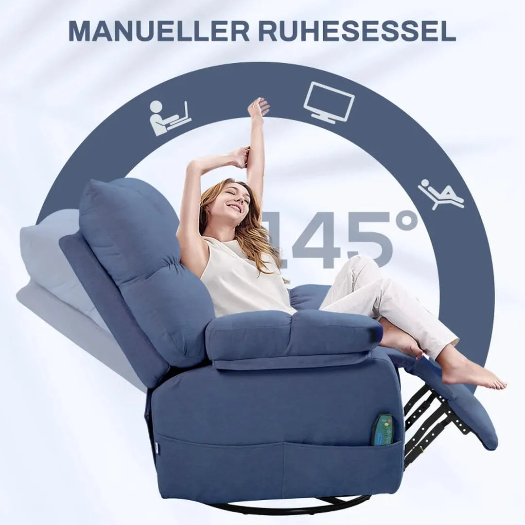 Massagestoel met warmte- en kantelfunctie – draaibaar – metalen frame – max. 150 kg – 98 x 90 x 98 cm