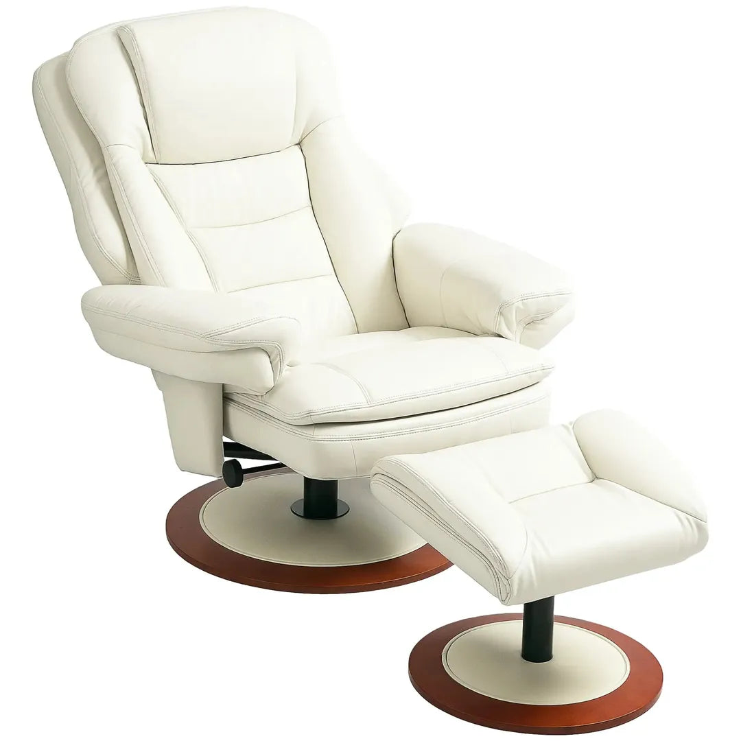 Relaxfauteuil met Ottoman – Draaiend en Verstelbaar Ligbed – Zwart en Bruin Kunstleer