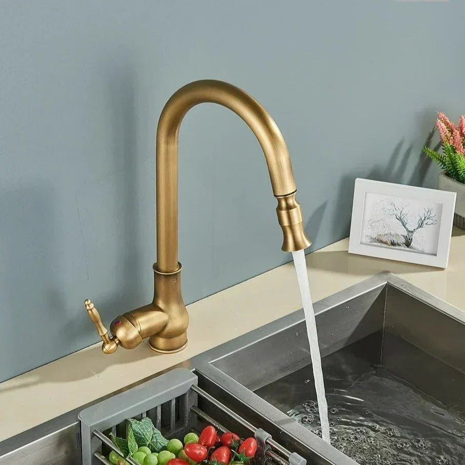Ulmar keukenkraan in zwart (no sensor function) van solid brass for high stability and durability – in een woonkamer