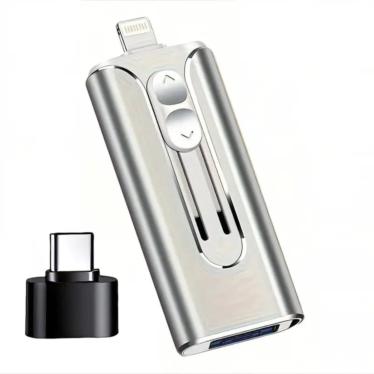 usb-stick in zilver – van bovenaf gezien