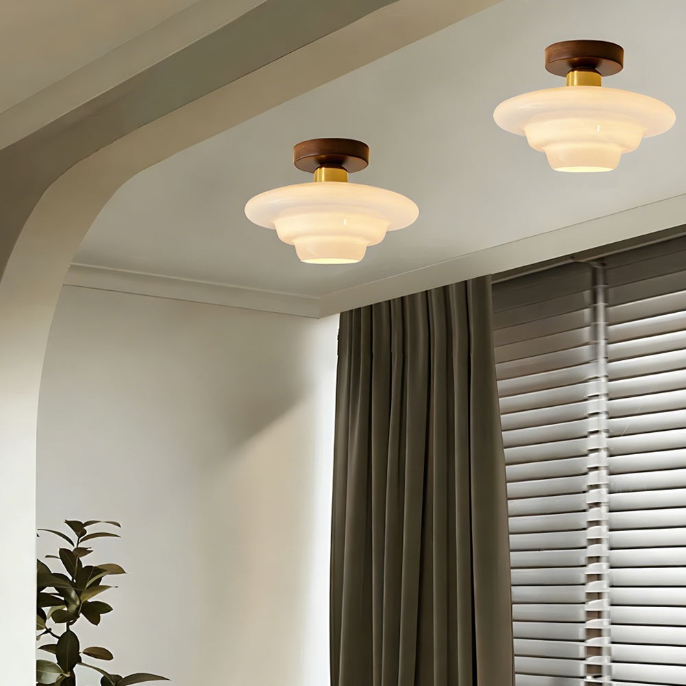 Ustad plafondlamp van glas – in een woonkamer