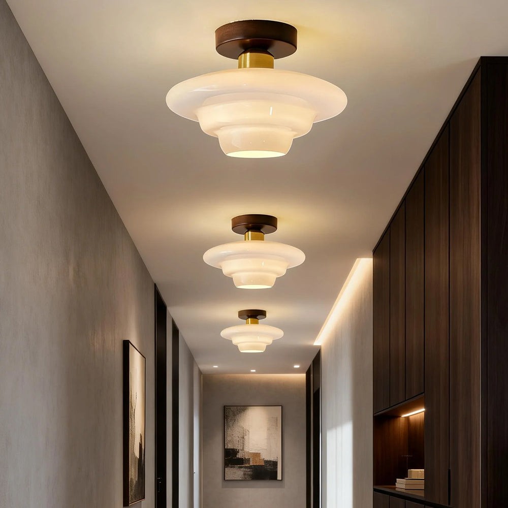 Ustad plafondlamp van glas – detailfoto van de afwerking