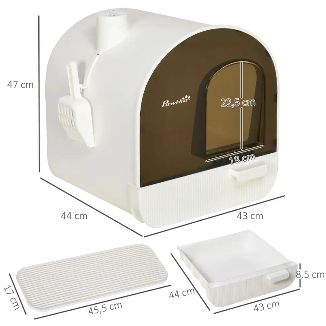 Kattenbak met filter – inclusief 1 vervangfilter en vloermat – 43 x 44 x 47 cm