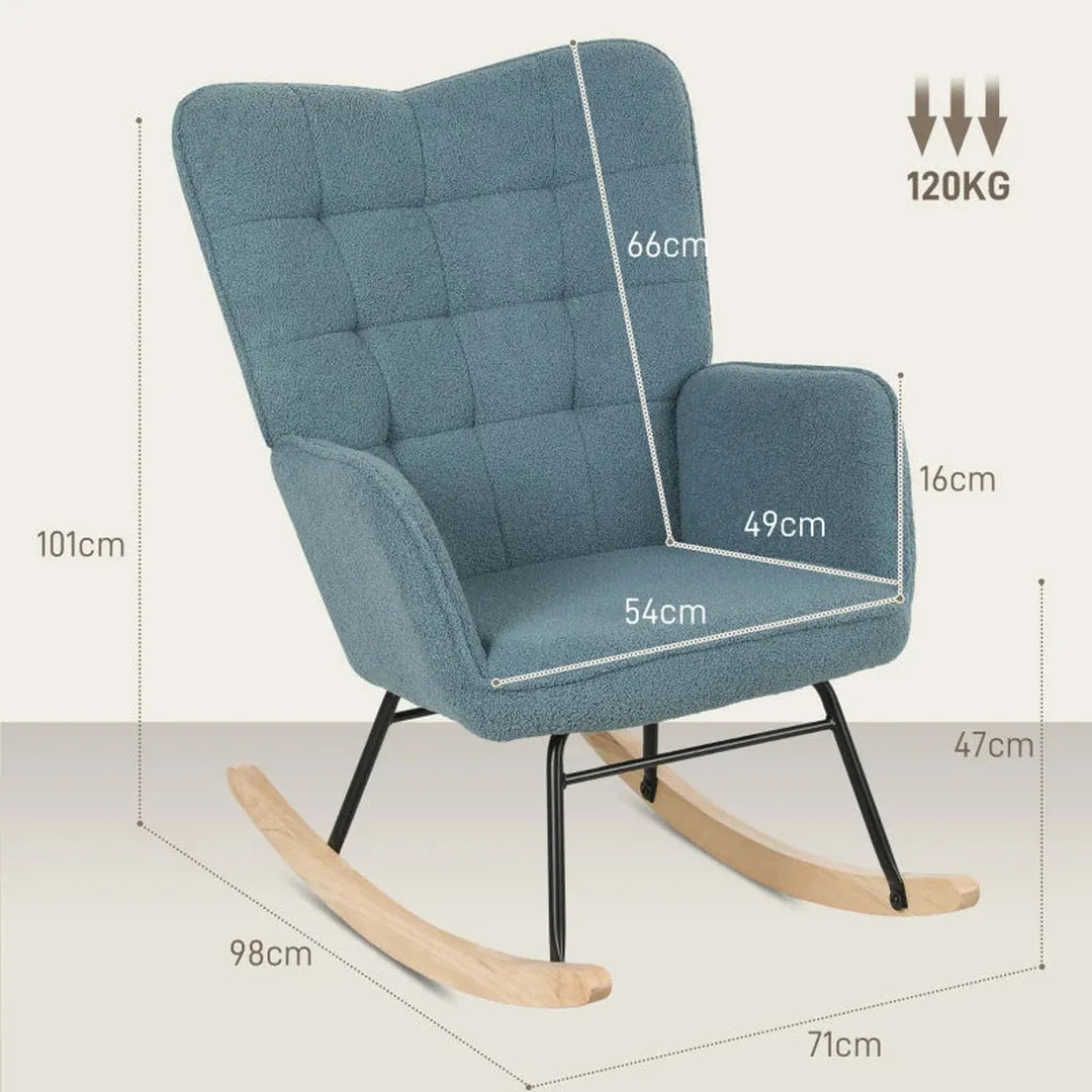 Schommelstoel van massief hout – fauteuil – 98 x 71 x 101 cm – natuurlijk hout
