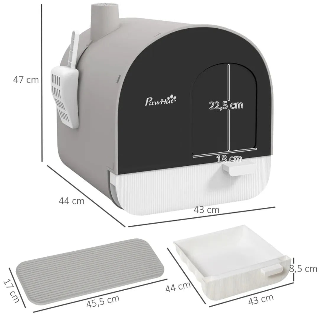 Kattenbak met filter – inclusief 1 vervangfilter en vloermat – 43 x 44 x 47 cm