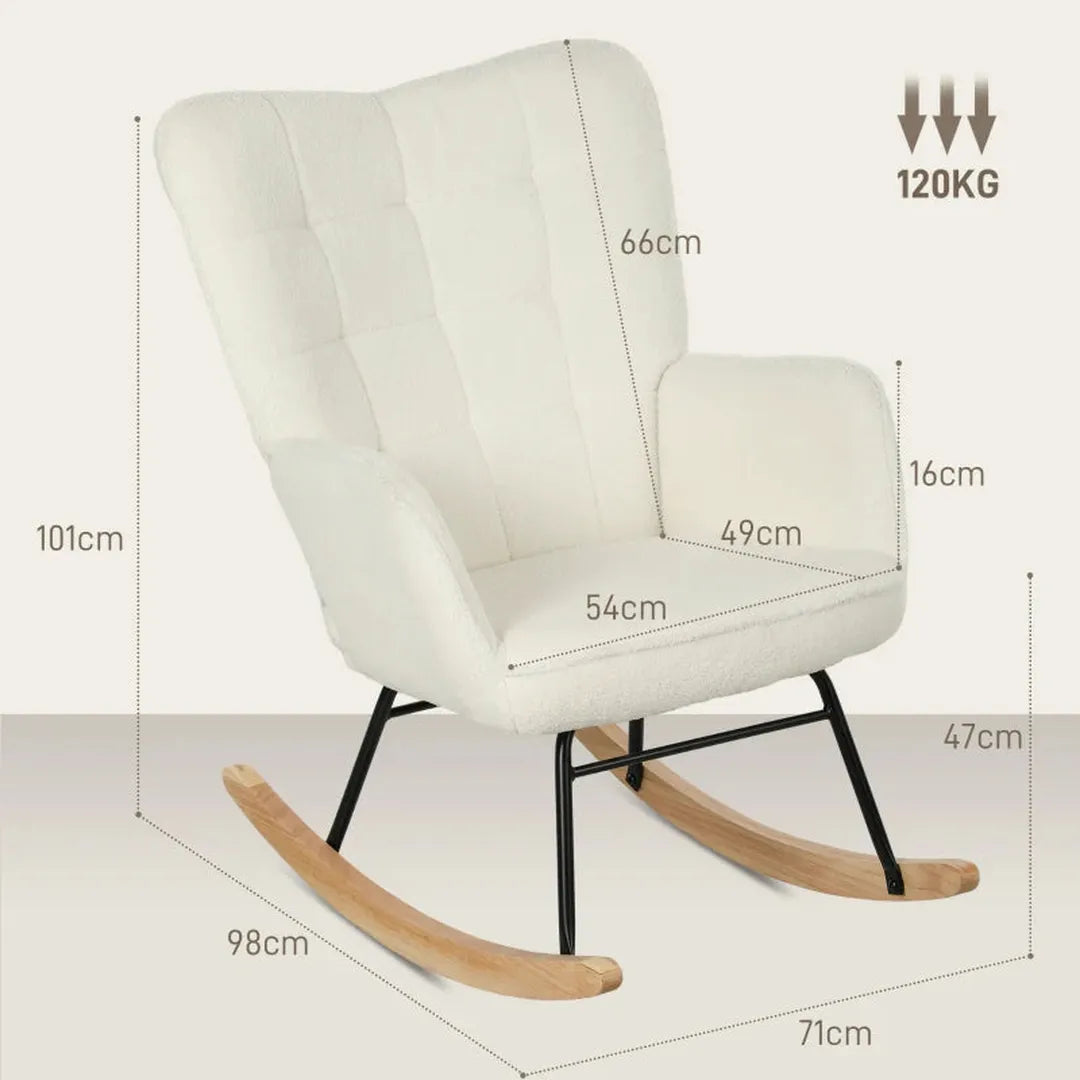 Schommelstoel van massief hout – fauteuil – 98 x 71 x 101 cm – natuurlijk hout
