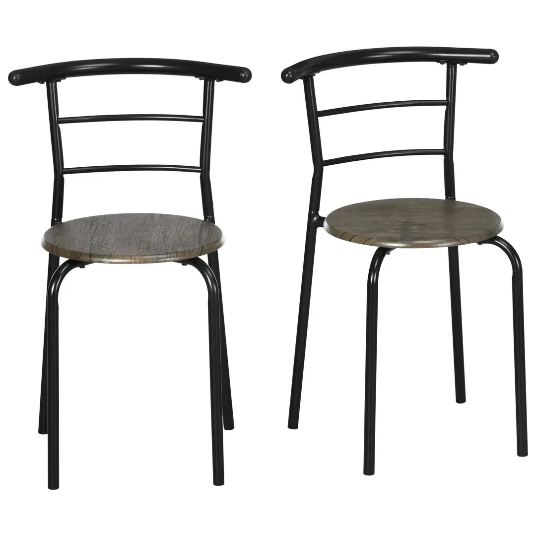 Eettafelset voor 2 Personen – 1 Tafel, 2 Stoelen van Grenenhout – Wit en Grijs